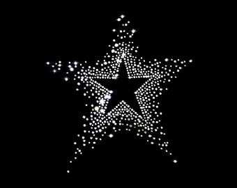 XL Rhinestone Star Applique Iron-on Hot Fix Applique Rhinestones Symbol Ornament Shooting Star Sky Stars Snow