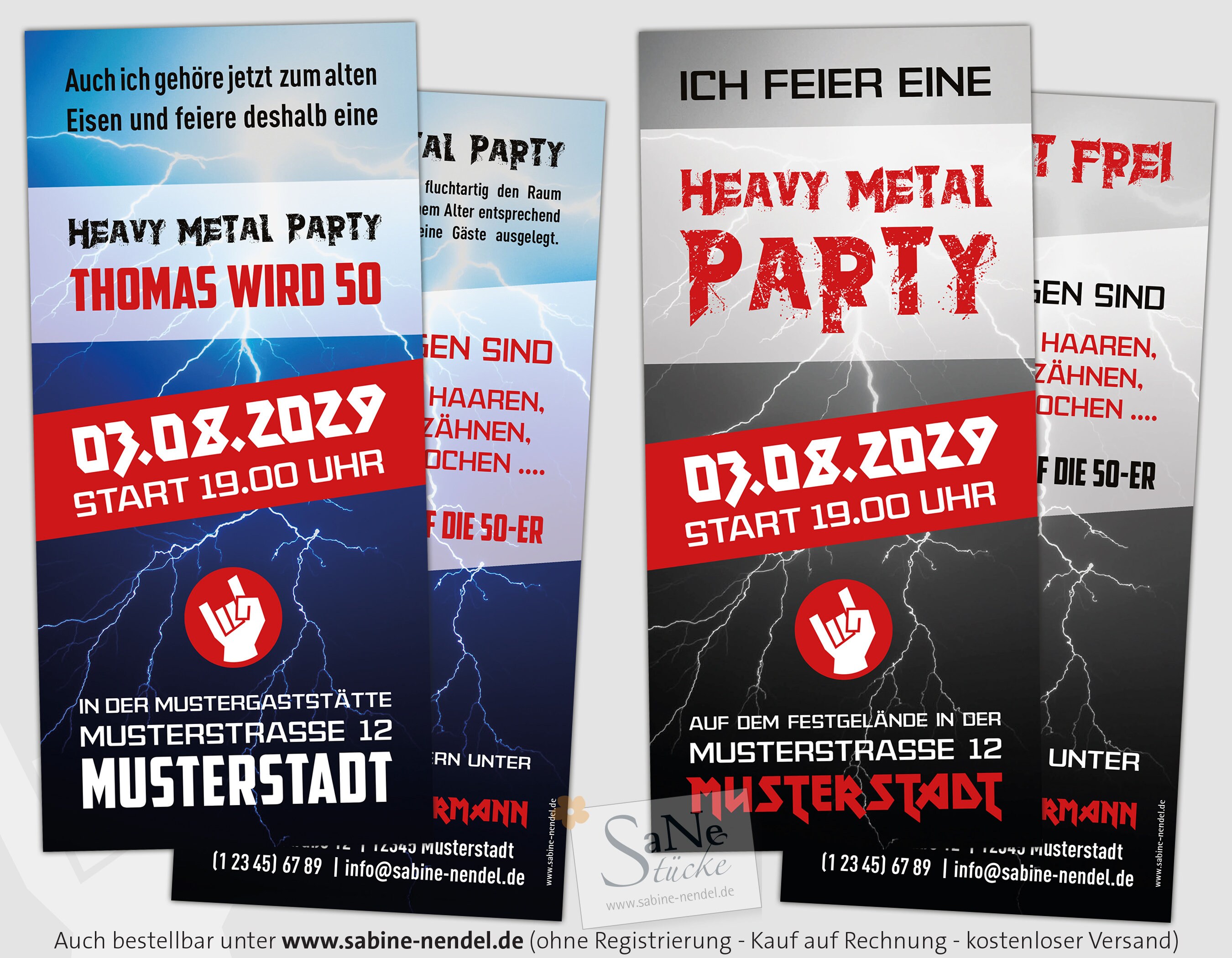 ab 137 EUR/Stück Einladungskarte Geburtstag zur Heavy Metal Etsy