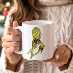 Pitcher Plant Coffee Mug | Botanical Art Plant Illustration, Plant Lover Gift for Mom, Gardening Gift Idea, Floral Coffee Mug Gift for Women