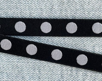 Webband "Firlefanz-Punkte", schwarz-weiß, 10 mm breit