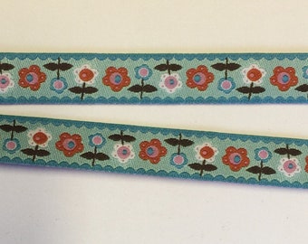 “BloomenMeer” woven ribbon, mint-choco