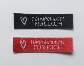 Labels, handmade FOR YOU in black and red