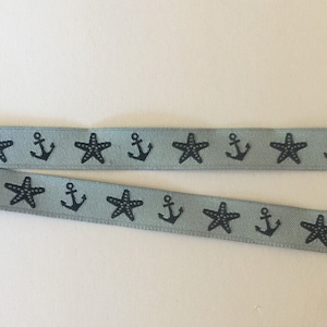 narrow woven ribbon, "Sealife Sailor", light blue