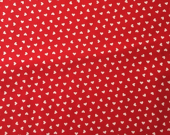 Cotton fabric, Westphalia fabrics, red hearts