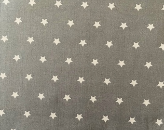 coated cotton, stars, grey-white