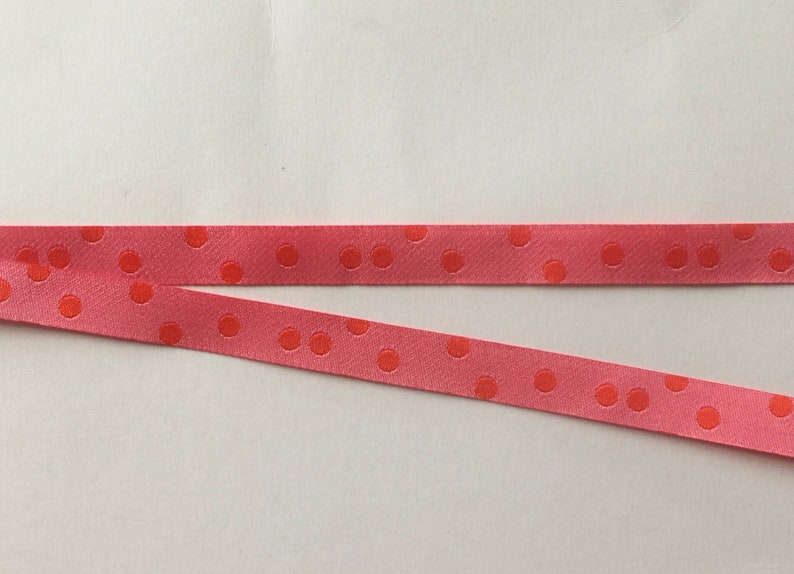 Ribbon, dots red-pink and pink-red rosa, rote Punkte