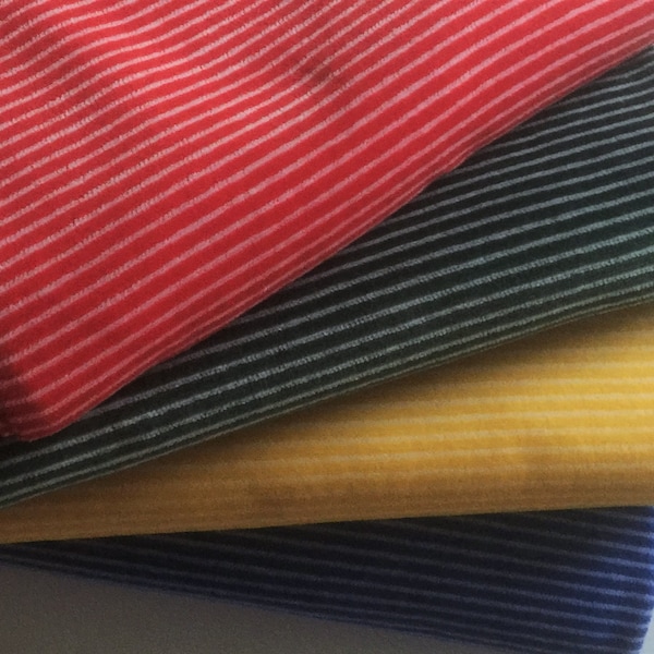 Stoffpaket, Nicki mit Biobaumwolle, 4 Farben, schmale Streifen