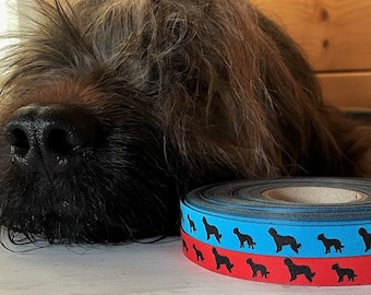 Ribbon "Briard" in red and dark turquoise