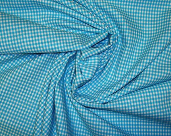 Cotton fabric Zefir check, turquoise