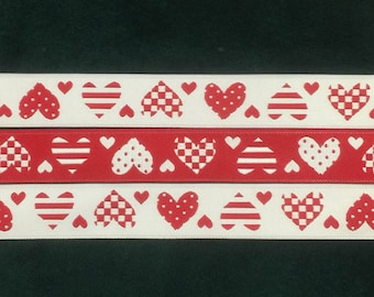 Web ribbon “Nostalgic Hearts”, white-red