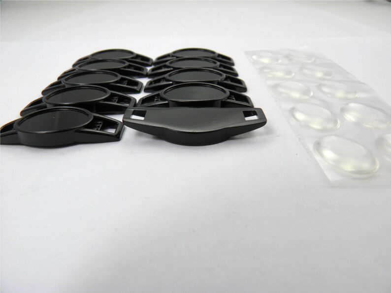 10 Oval Black Shoelace Charms-Black with Epoxy Stickers 30 x 14 mm Adhesive Area: 12 x 16 mm image 2