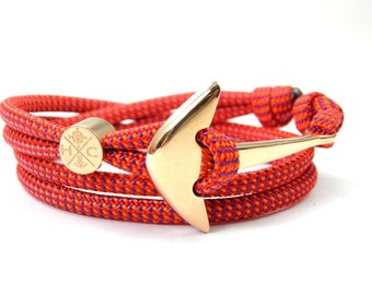 Stainless Steel Anchor Bracelet- Wrap Bracelet-Adjustable Women, Men, Kids Bracelet-Surfer-Maritim-Handmade-Blood Moon