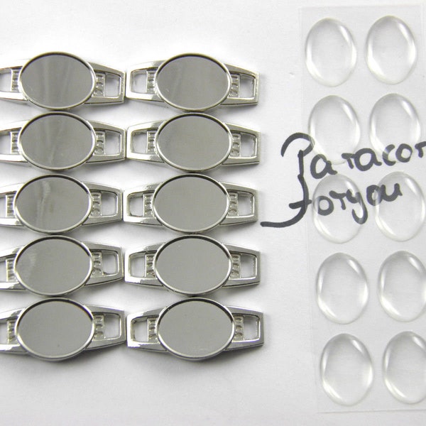10 Ovale Schnürsenkel Charms mit Epoxy Sticker für Paracord uvm.