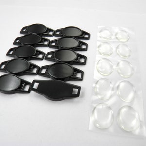 10 Oval Black Shoelace Charms-Black with Epoxy Stickers 30 x 14 mm Adhesive Area: 12 x 16 mm image 3