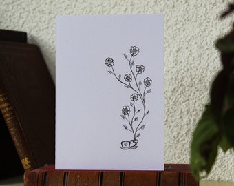 Babykarte mit Wiege und Blumen