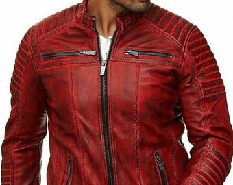 Red Leather Jacket | Etsy