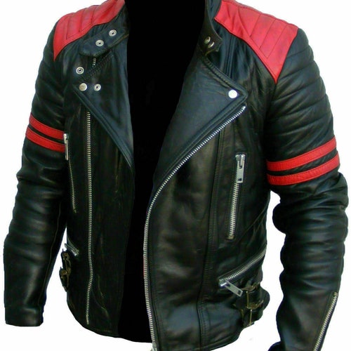 Mens Leather Jackets Soft Biker-style Moto Classic Design Red - Etsy