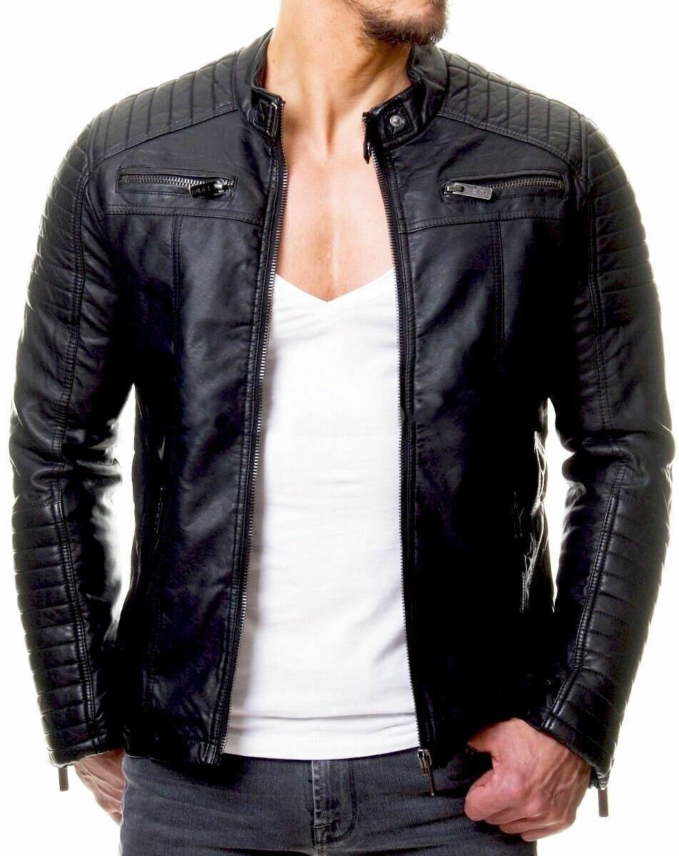 BLACK LEATHER JACKET Men's Leather Jacket Black Biker - Etsy