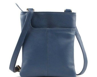 Real Leather Shoulder Soft Ladies Gents Cross Body Bag Blue New