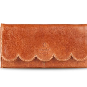 Ladies Women Genuine Leather Wallet Purse Clutch in Tan