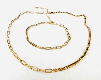 Jewelry set duo chain gold plated