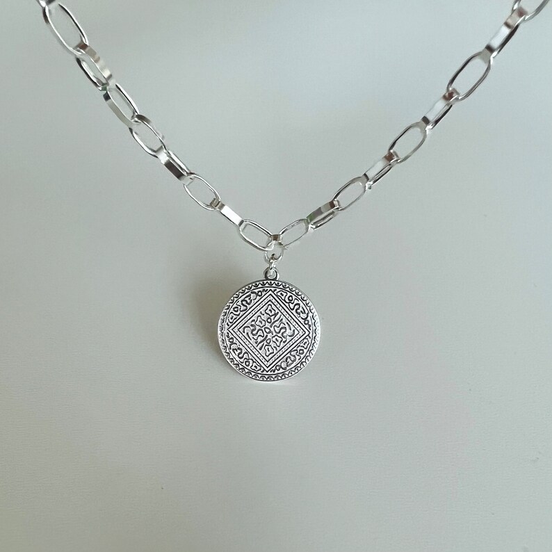 Gliederkette mit Münz Anhänger 925 Sterling Silber Bild 9