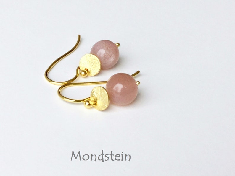 Mystical Moonstone Earrings & dot 925 gold plated image 1