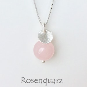 Rosenquarz & Dot Kette 925 Silber Bild 1