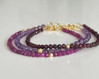 Birthstone Bracelet Ruby Garnet Amethyst
