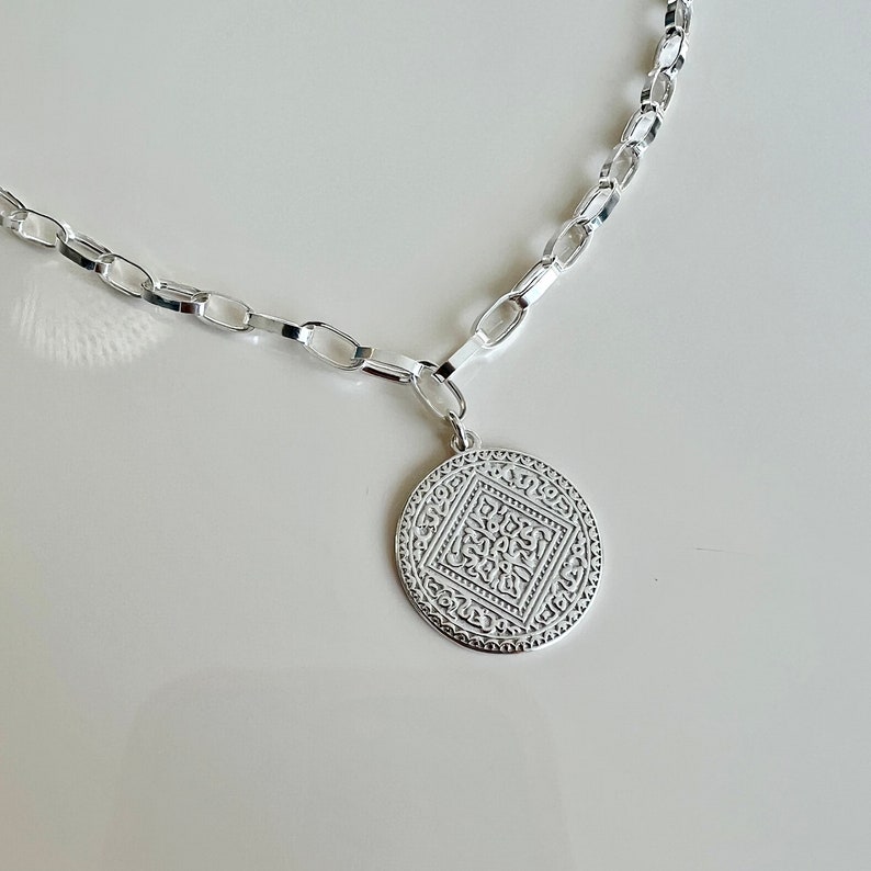 Gliederkette mit Münz Anhänger 925 Sterling Silber Bild 6