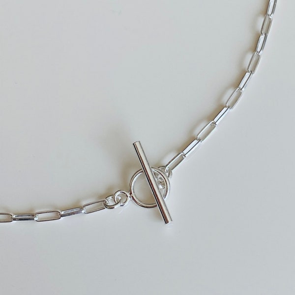 Zarte Choker Kette 40cm mit Knebel Verschluss 925 Sterling Silber