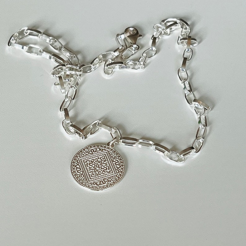 Gliederkette mit Münz Anhänger 925 Sterling Silber Bild 8