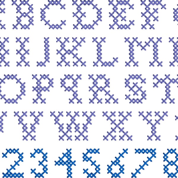 Machine Embroidery Font Letters - Cross Stitch Plain 0.5 inch