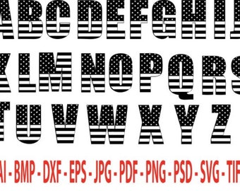 USA Flag Alphabet Vector Graphics for CRICUT SILHOUETTE Cameo vinyl cutters