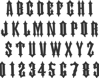 BX Keyboard Letter Fonts - Biker Gothic Style ABC - (BX Format Only)