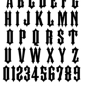 File grafici dell'alfabeto gotico toscano - Biker per le taglierine CRICUT SILHOUETTE Cameo