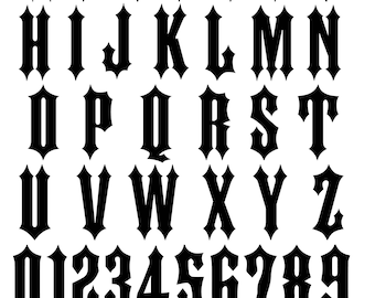 Gothic Tuscan - Biker alphabet graphics files for CRICUT SILHOUETTE Cameo cutters