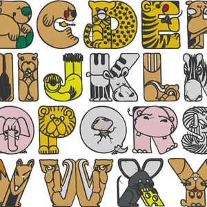 Embroidery Machine Files - Animal ABC Font 2.5 Inch