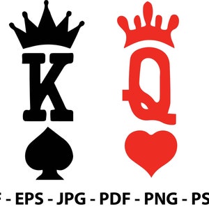 Arquivos gráficos King and Queen Playing Card Design para cortadores CRICUT SILHOUETTE Cameo