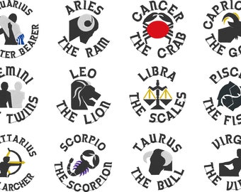 Zodiac Signs Machine Embroidery Fill Designs Set