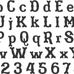 Archivos para máquina de bordar: Letras tipográficas ABC con serifa ornamentada de estilo vintage occidental