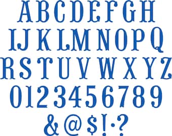 Borduurmachinebestanden - vissenstaart quadrille schreefletters 1-3 inch