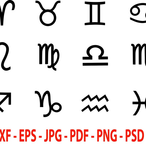 Fichiers graphiques vectoriels des symboles du zodiaque (taille/résolution mises à jour) pour les outils de découpe CRICUT SILHOUETTE