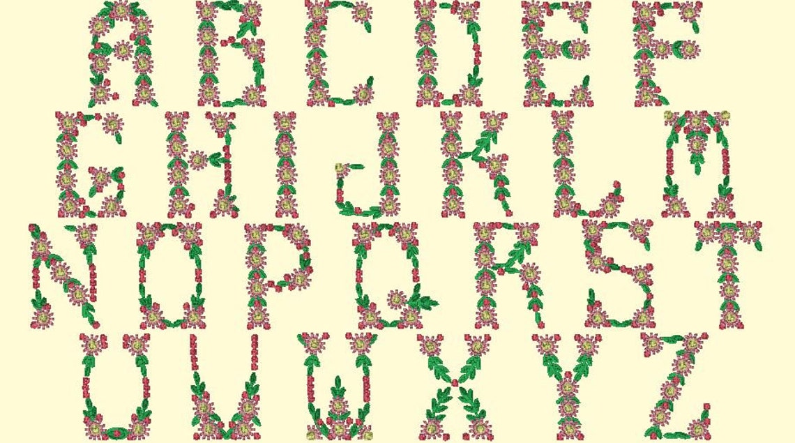 Machine Embroidery Design Letters Heirloom Daisy Monogram 2.5 Inch Etsy