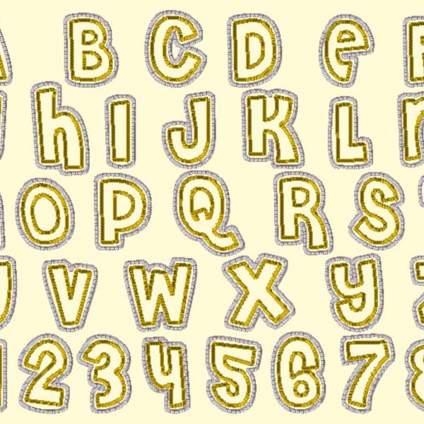 Embroidery Font Double Outline Etsy