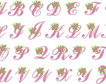 Machine Embroidery Font Letters - Roses Monogram 1.5 Inch