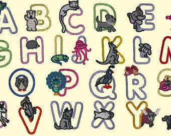 BX Keyboard Letter Fonts -  Animal Alphabet Applique 2.5 Inch - (BX Format Only)