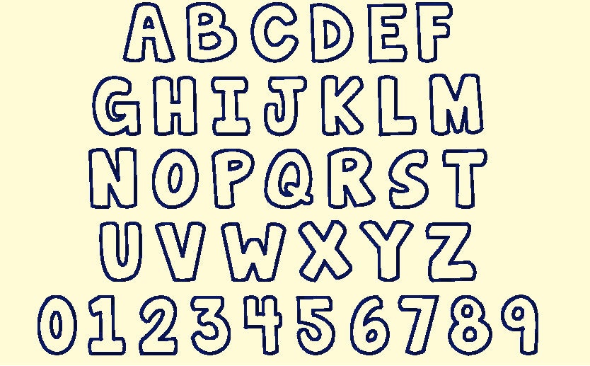 BX Keyboard Letter Fonts - Fat Dolphin Bubble Manatee Applique 3-5 Inch - (BX Format Only)