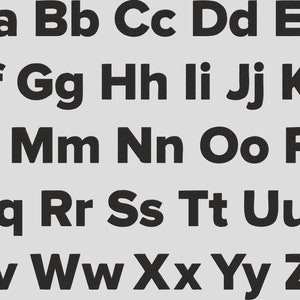 May include: A complete alphabet in uppercase and lowercase letters, displayed in a grid. The letters are in a bold, sans-serif font and are black against a light gray background. The image is suitable for educational purposes.