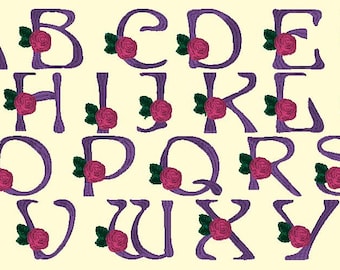 Lettere di disegno del ricamo a macchina - monogramma Rose Nouveau 3 pollici